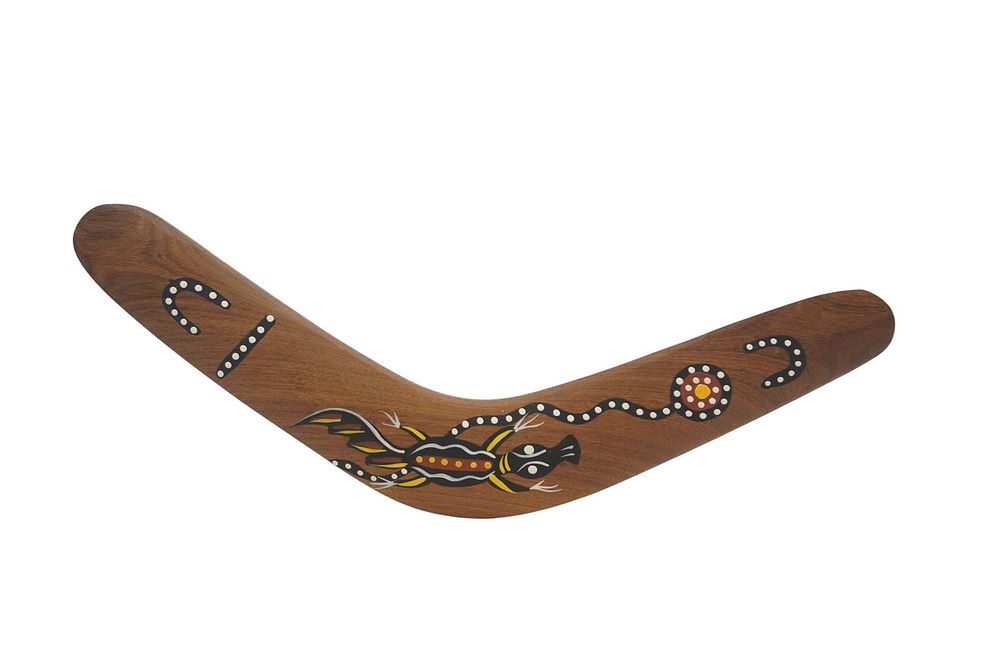 Lot 191: TRADITIONAL HAND PAINTED ABORIGINAL BOOMERANG