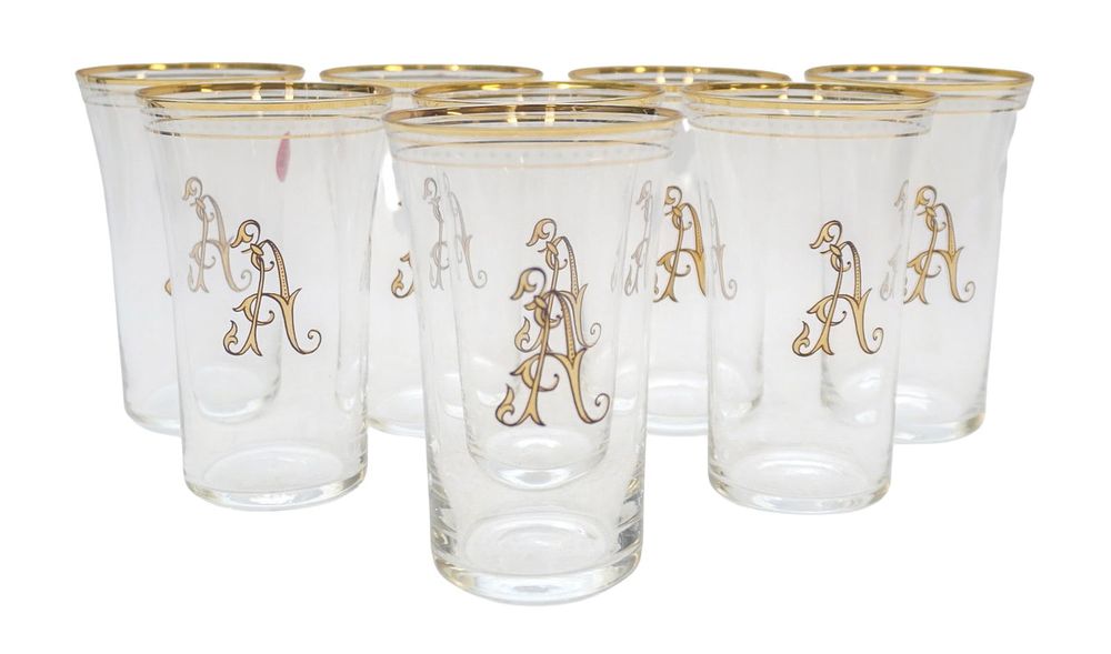 Lot 226: 8 CZECH BOHEMIAN BLOWN CRYSTAL TUMBLERS