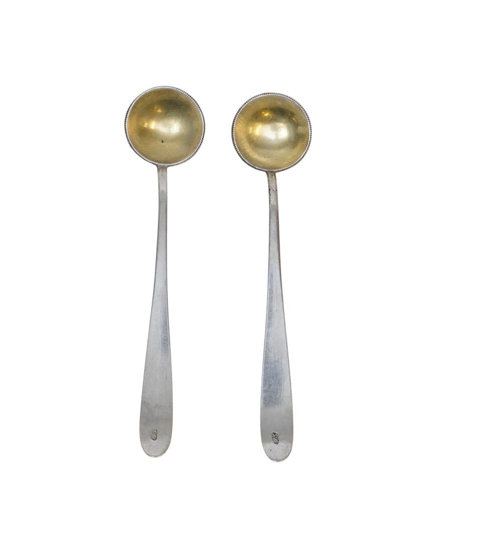Lot 234: 2 HUNGARIAN 1848 SILVER MASTER SALT SPOONS