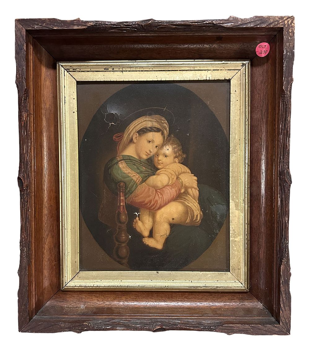 Lot 270: ANTIQUE REPRODUCTION RAPHAELS MADONNA & CHILD