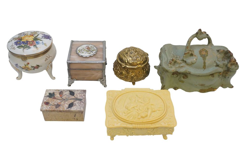 Lot 288: 6 ANTIQUE VINTAGE JEWELRY / TRINKET BOXES