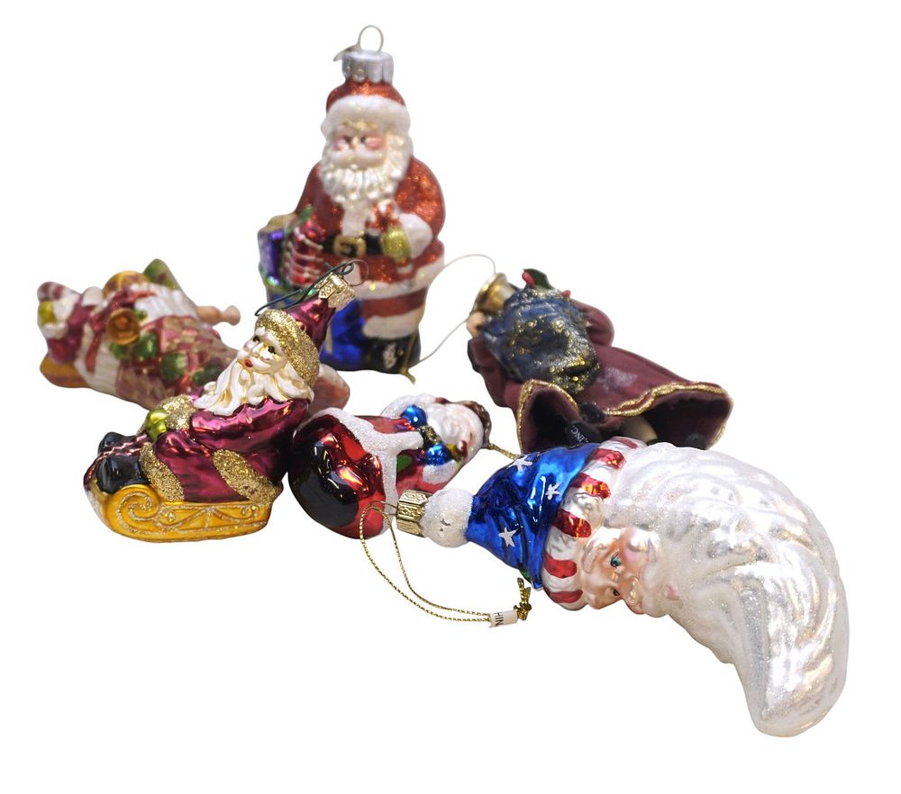 Lot 347: COLLECTION OF 6 RADKO & VINTAGE SANTA CLAUS ORNAMENTS