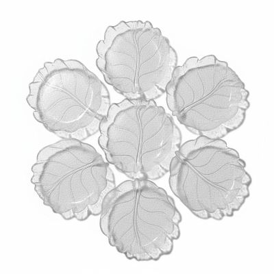 7 ORREFORS SWEDEN EDEN LEAF PLATES LARS HELLSTEN. Seven (7) Orrefors Sweden Eden Dessert Plates 