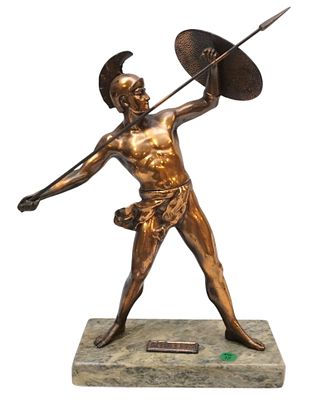 VINTAGE COPPER FINISHED ACHILLEAS GREEK WARRIOR. Vintage Copper Finished Statue of Archilleas 