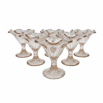 8 ITALIAN PINK GLASS LARGE SUNDAE GLASSES. Eight (8) Large Pink Ice Cream Sundae Glasses made in 