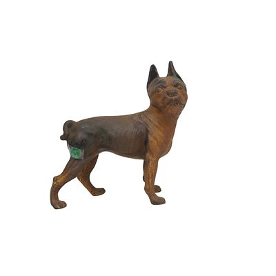 HUBLEY CAST IRON BOSTON TERRIER DOOR STOP. Original Hubley Cast Iron Boston Bull Terrier 
