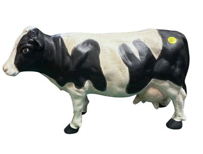 LARGE HAND PAINTED CAST IRON COW. Large Hand Painted Cast Iron Cow. Measures 17"x5.5"x11". 