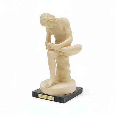 A SANTINI ITALY BOY WITH THORN SCULPTURE. Vintage A. Santini Boy with Thorn Sculpture. Measures 