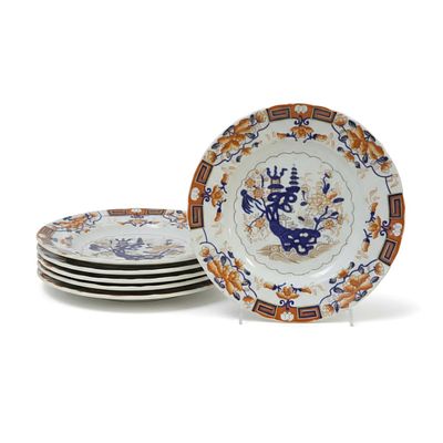 6 19TH c MASONS IRONSTONE IMARI BOWLS. Six Hand Painted 19th-C. English Mason?s Ironstone Imari 