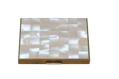VINTAGE 1950S MOTHER OF PEARL CIGARETTE CASE. Vintage 1950s Mother of Pearl Gilded Cigarette 