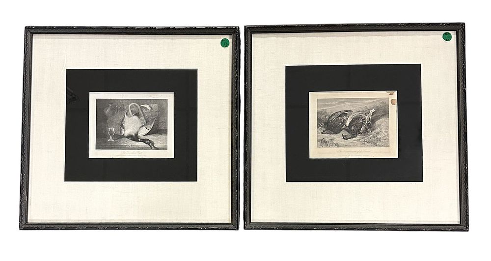 Lot 173: 2 ANTIQUE ENGRAVINGS STILL LIFE WITH GAME