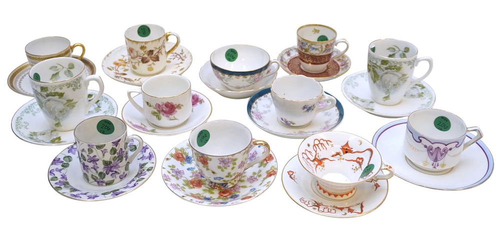 Lot 206: 12 DEMITASSE CUPS AND SAUCERS - LIMOGES, ROSENTHAL, MERIT, ETC.