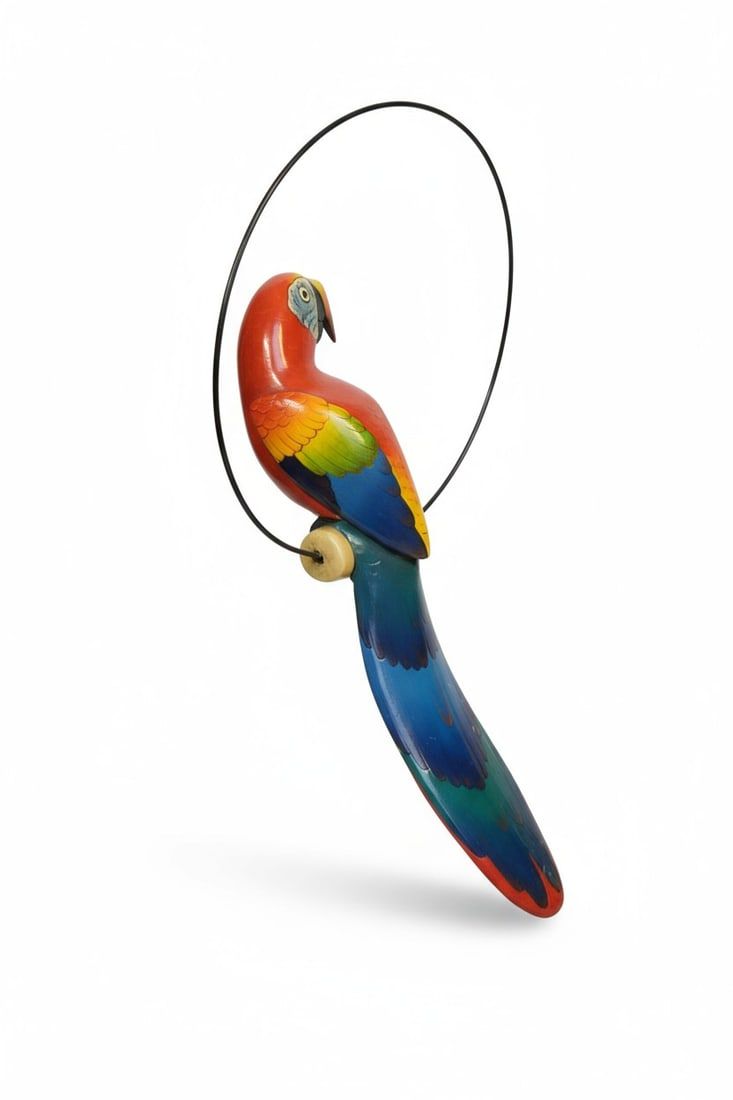 Lot 221: VINTAGE SERGIO BUSTAMANTE STYLE HANGING PARROT SCULPTURE
