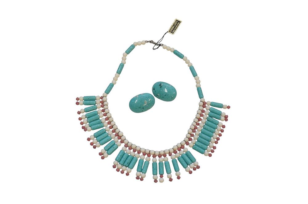 Lot 227: VINTAGE LUCITE FAUX TURQUOISE DEMI PARURE