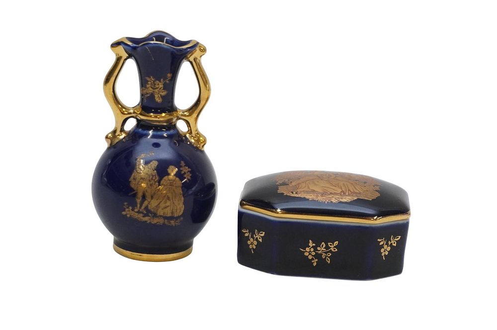 Lot 230: LIMOGES FRANCE TRINKET BOX AND SMALL VASE