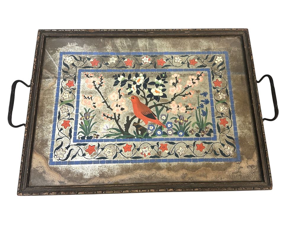 Lot 254: ART DECO HAND PAINTED DECORATIVE TRAY