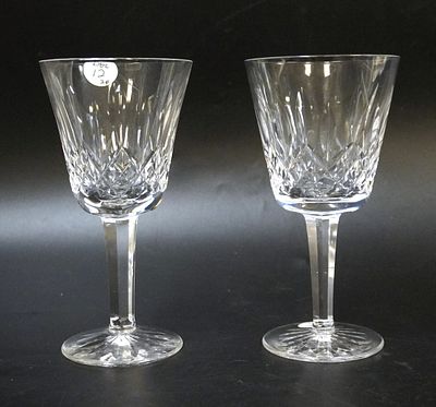 2 WATERFORD CRYSTAL LISMORE CLARET WINE GLASSES. 2 Waterford Crystal Lismore Claret Wine 