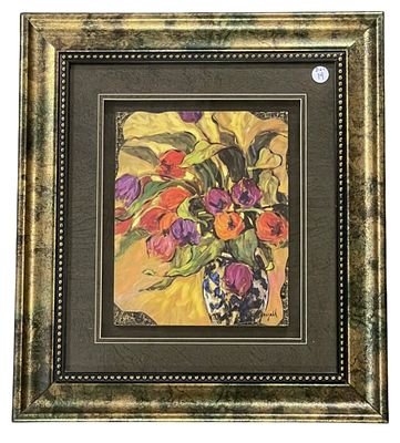 JAE DOUGALL TULIPS II FRAMED PRINT. Vintage Jae Dougall Framed Lithograph Print. Professionally 