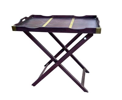 VINTAGE FOLDING BUTLERS TABLE MAHOGANY. Vintage Folding Mahogany Butlers Table with Brass 