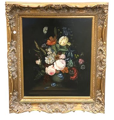 DUTCH STYLE OIL ON CANVAS STILL LIFE. 20th c. Dutch Style Oil on Canvas Still Life signed lower 