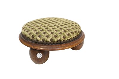 ANTIQUE WALNUT NEEDLEPOINT FOOTSTOOL. Antique Walnut Needlepoint Top Footstool with brass tack 