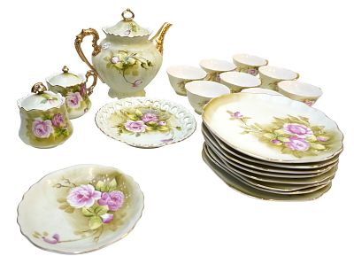 21 PC VINTAGE LEFTON HAND PAINTED HERITAGE GREEN. 21 Piece Vintage Hand Painted Heritage Green. 