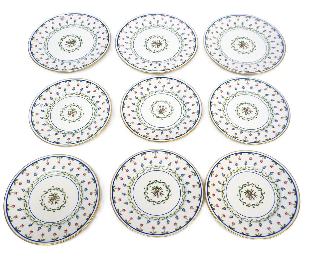 Lot 180: 9 PC RAYNAUD LIMOGES CERALENE LAFAYETTE SALAD & BREAD & BUTTER