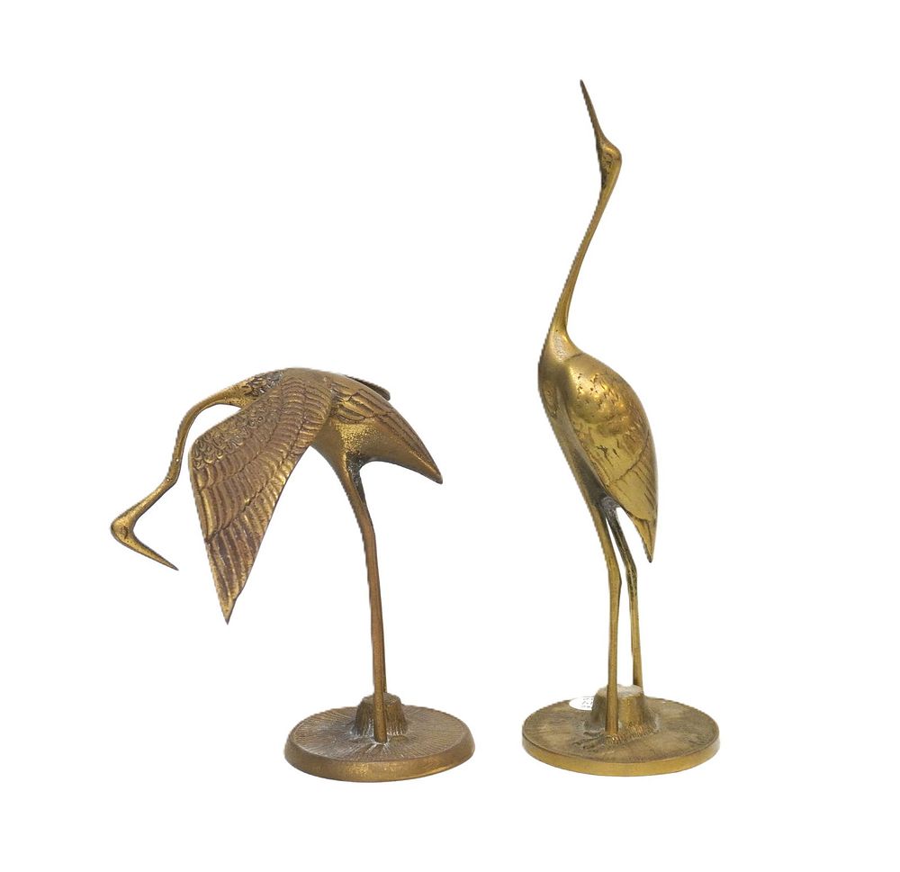 Lot 214: PAIR OF MID CENTURY BRASS CRANES
