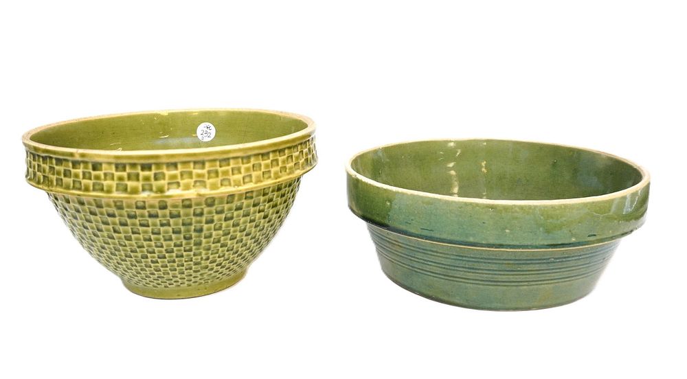 Lot 232: PAIR OF YELLOW WARE POTTERY BOWLS