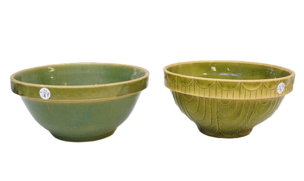 Lot 239: PAIR OF YELLOW WARE POTTERY BOWLS
