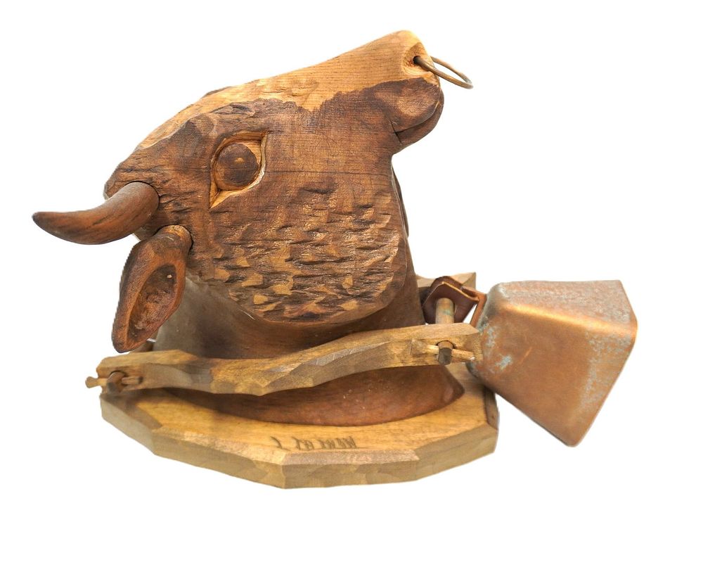 Lot 251: HAND CARVED WOODEN FARMHOUSE COW WALL DECOR