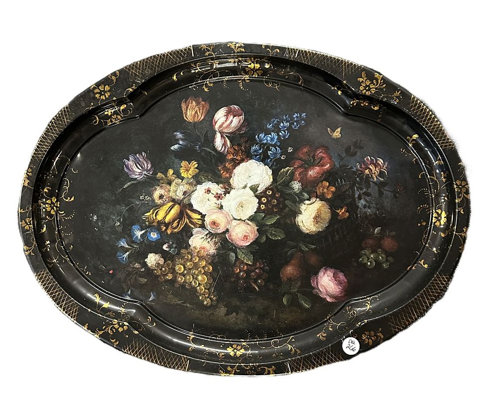 Lot 266: SHERWOOD STUDIO FLORAL TOLE TRAY