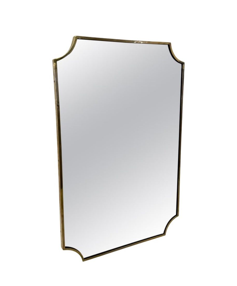 Lot 277: LARGE ITALIAN STYLE BRASS BEVELED MIRROR