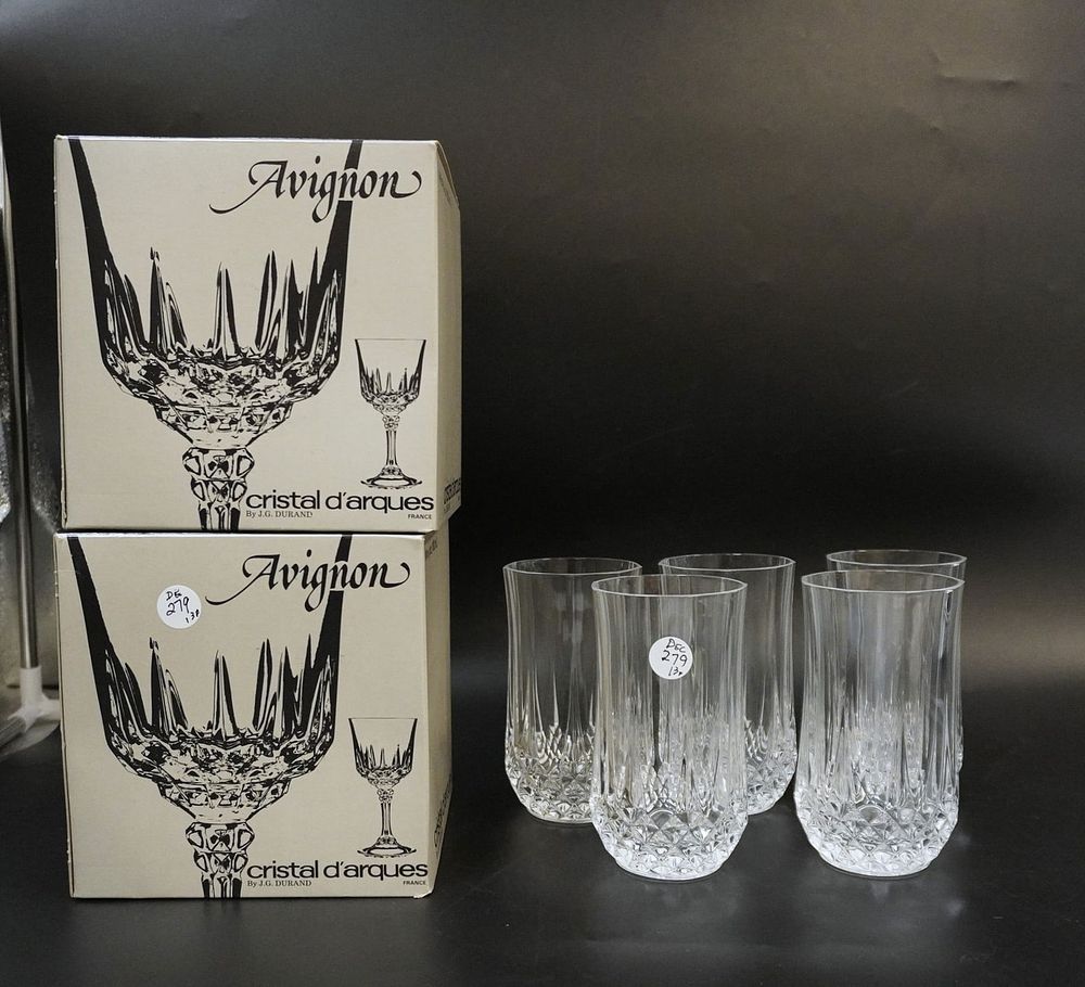 Lot 279: 13 pc CRISTAL D'ARQUES TUMBLERS & WINE GLASSES