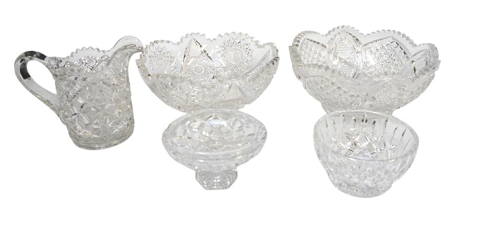 Lot 281: 4 pc VINTAGE CUT GLASS BOWLS - JUG +