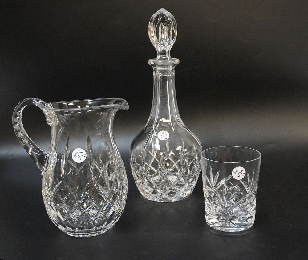 Lot 293: 3 pc GORHAM CRYSTAL DECANTER - BLOCK PITCHER - GLASS