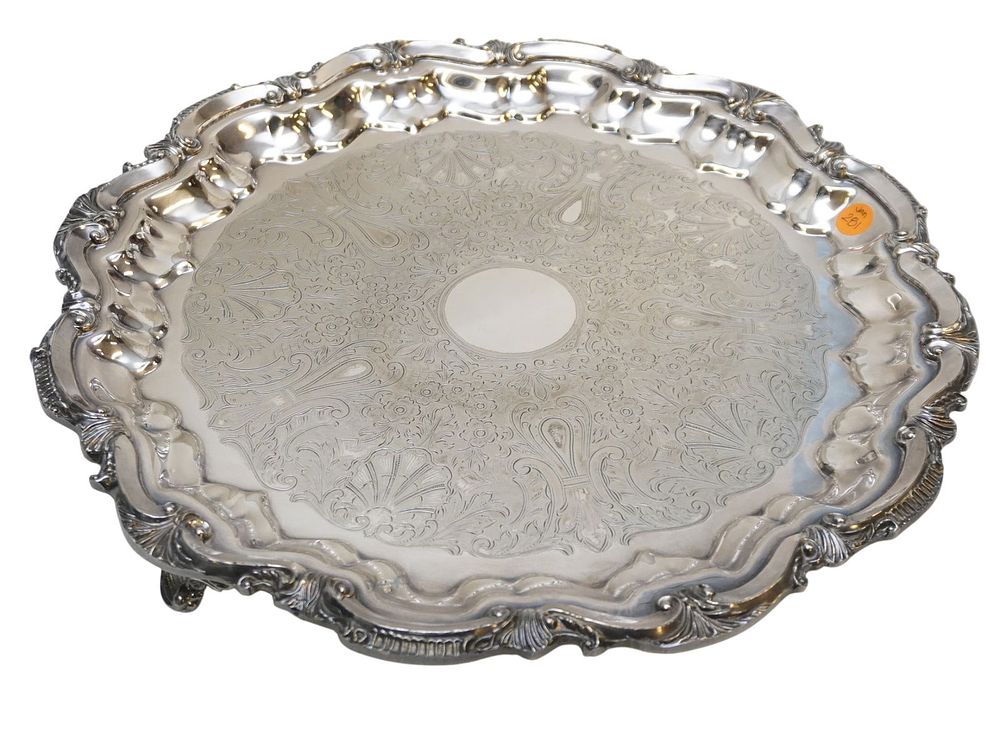 Lot 281: ROUND BIRMINGHAM SILVER COMPANY FOOTED SILVERPLATE TRAY