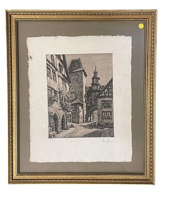 PAUL SOLLMAN (1886-1950) SIGNED ETCHING FRAMED. Paul Sollmann (1886-1950), early 20th century 