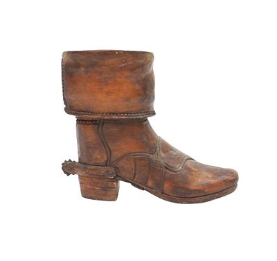 ANTIQUE HAND CARVED BOOT MATCH HOLDER. Antique Hand Carved Wood Boot Match Holder. Measures 4"x1 