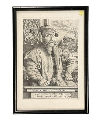DR GEORGE VON ROGGENBACH ETCHING PORTRAIT. Portrait of Dr George von Roggenbach at Age 38 