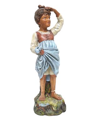 ANTIQUE PLASTER 1904 ITALIAN GIRL STATUE. Antique Italian Plaster 1904 Statue; 9"x7"x26 1/2". 