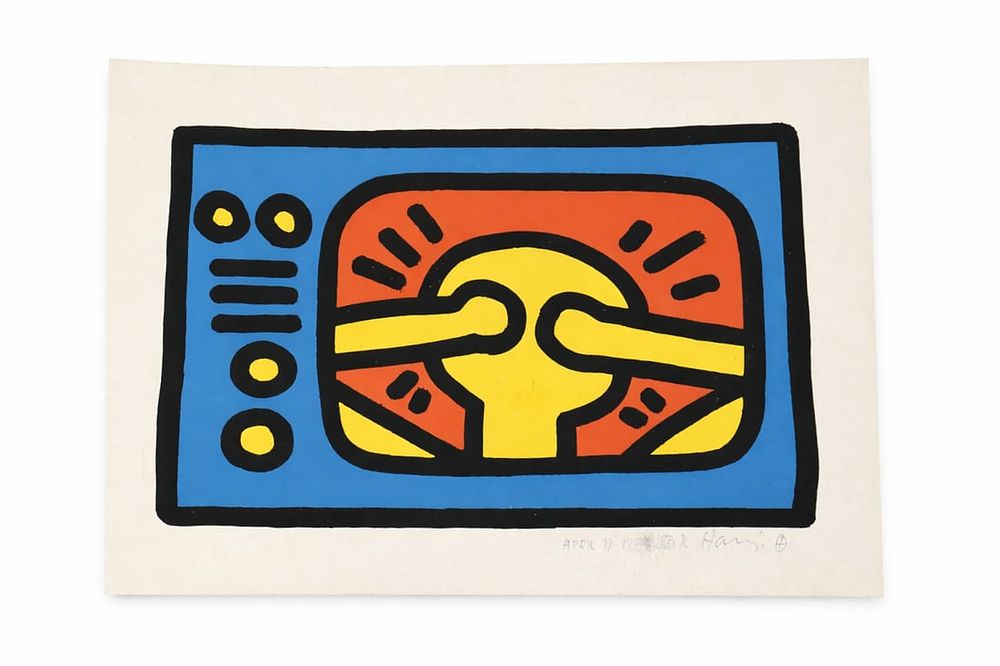 Lot 155: KEITH HARING 'UNTITLED PLATE 3, 1987' SIGNED LITHOGRAPH