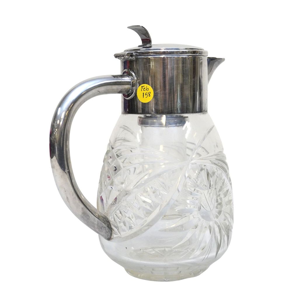 Lot 158: WMF DEEP CUT GLASS & SILVER PLATE LEMONADE