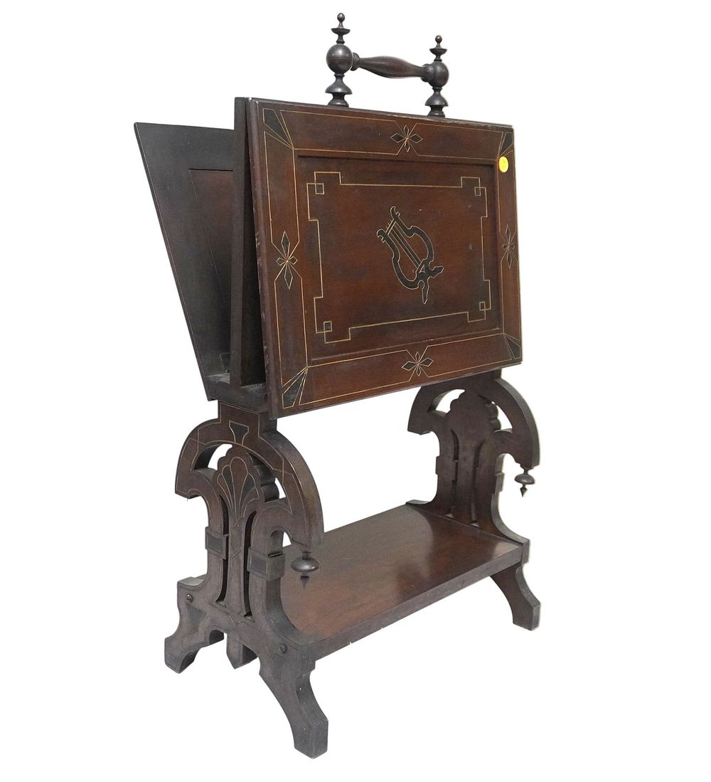 Lot 161: 19TH C AMERICAN MARQUETRY FOLIO / MUSIC STAND