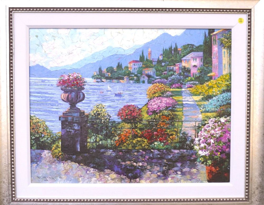 Lot 186: HOWARD BEHRENS "VARENNA MORNING" EMBELLISHED SIGNED