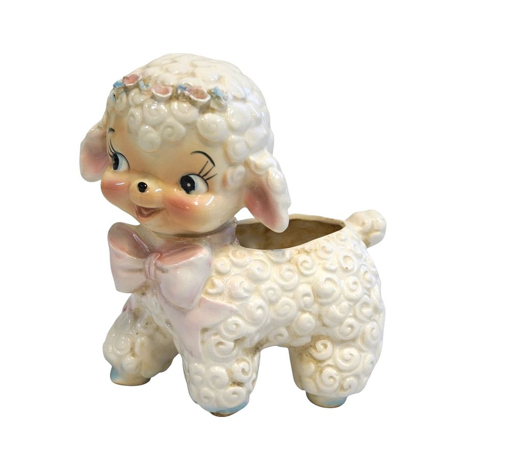 Lot 217: KITSCHY VINTAGE LAMB FLOWER POT