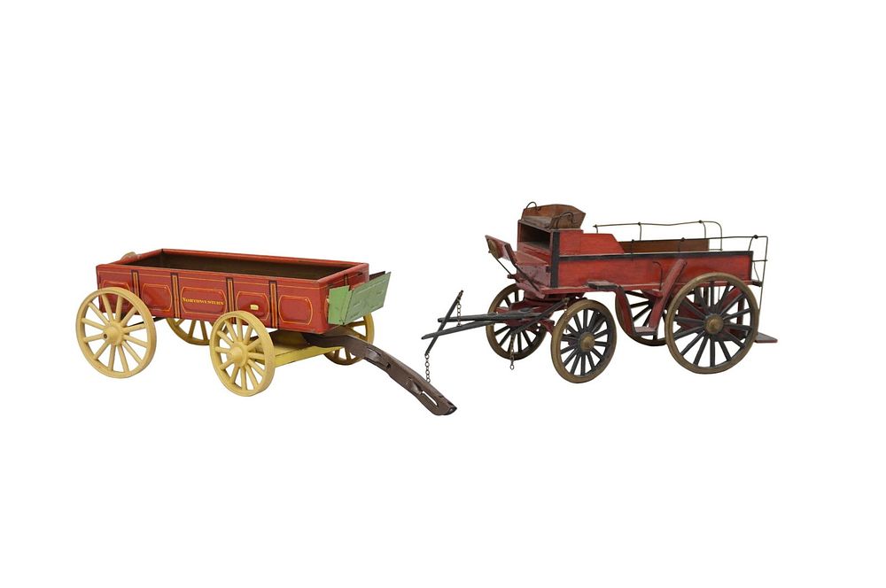 Lot 221: PAIR OF VINTAGE TOY WAGONS