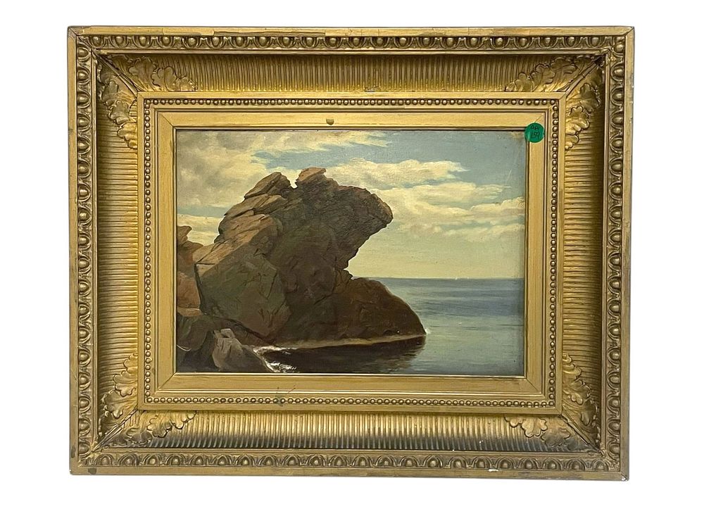 Lot 159: AMERICAN SCHOOL PULPIT ROCK NAHANT OIL ON PANEL