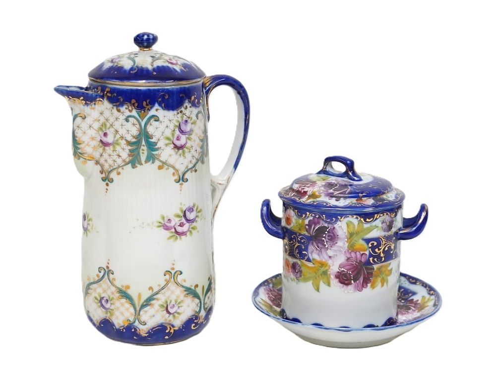 Lot 177: ANTIQUE CHOCOLATE POT & CONDENSED MILK CONTAINER