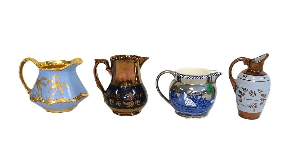 Lot 239: 4 ANTIQUE / VINTAGE LUSTERWARE CREAMERS